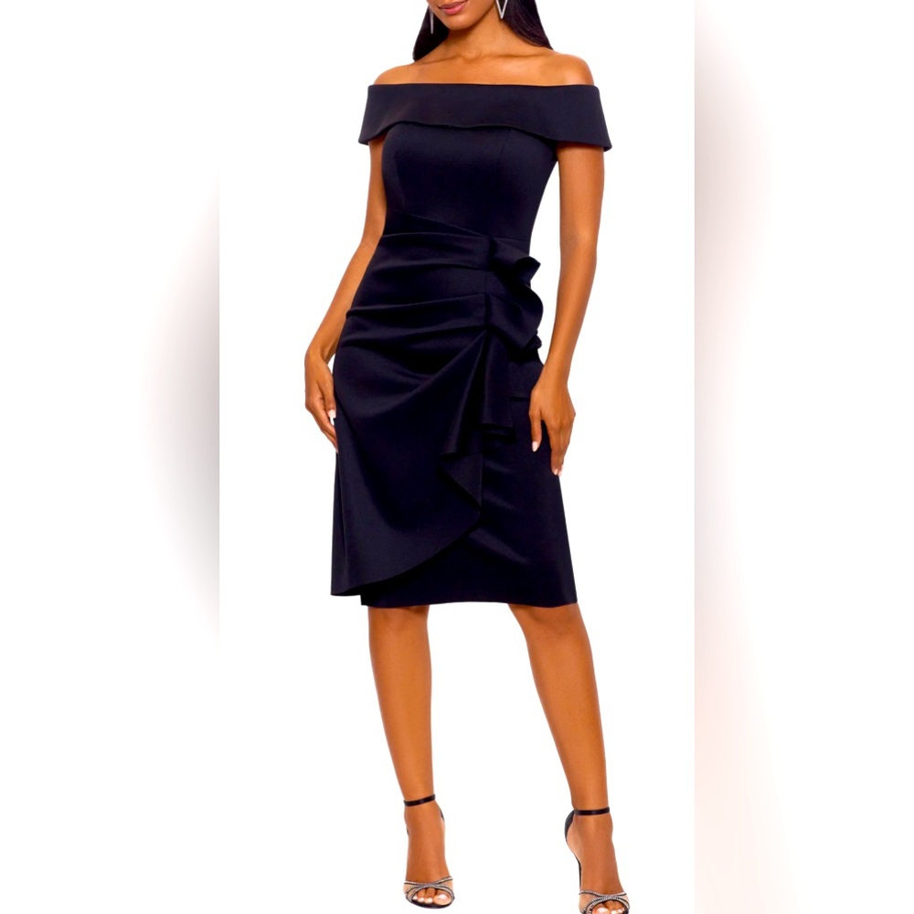Ruffle Off the Shoulder Scuba Dress
Xscape Evenings Size 4 NWOT